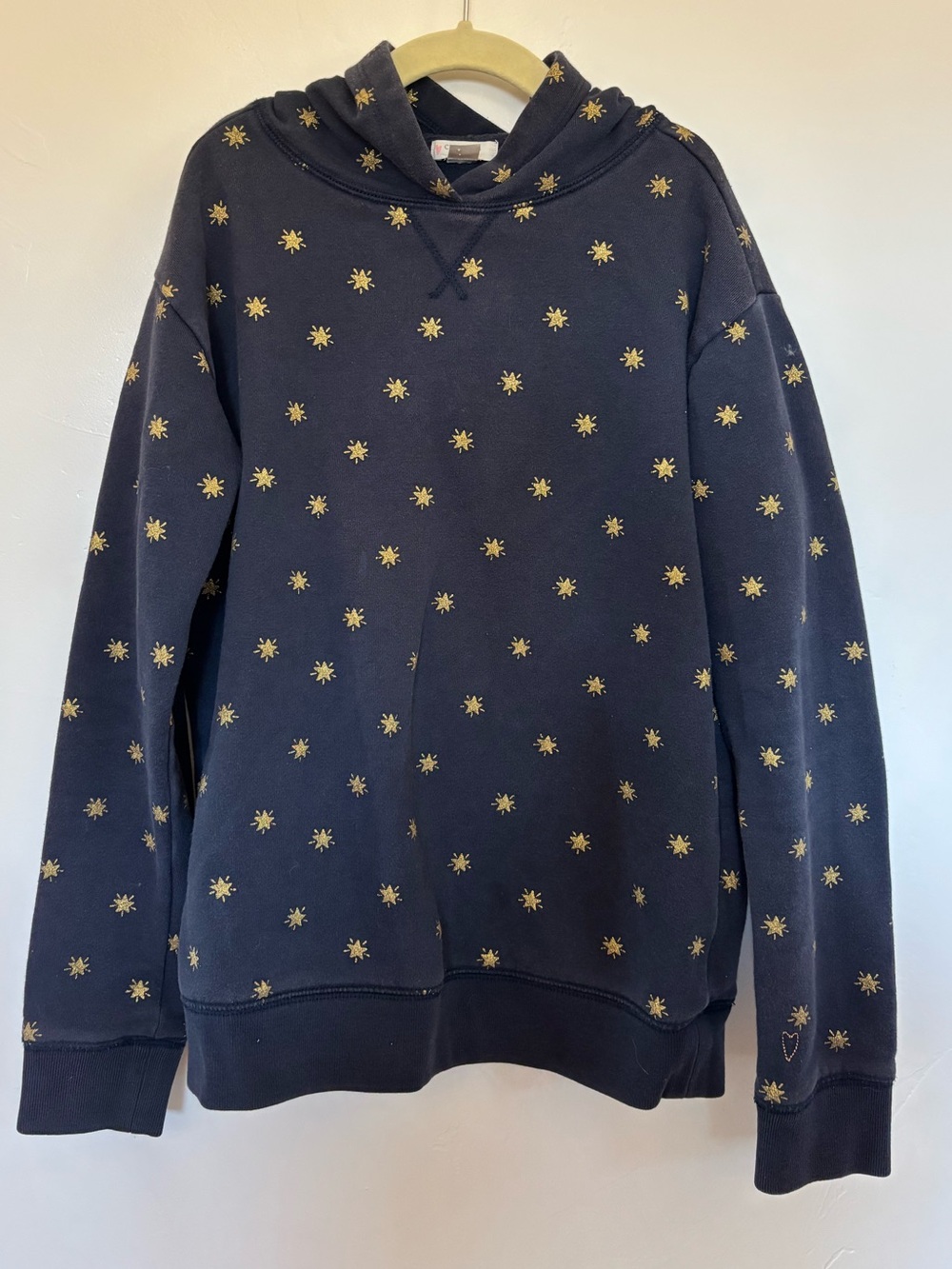 Crewcuts Navy Crewneck Sweater with Gold Star Print